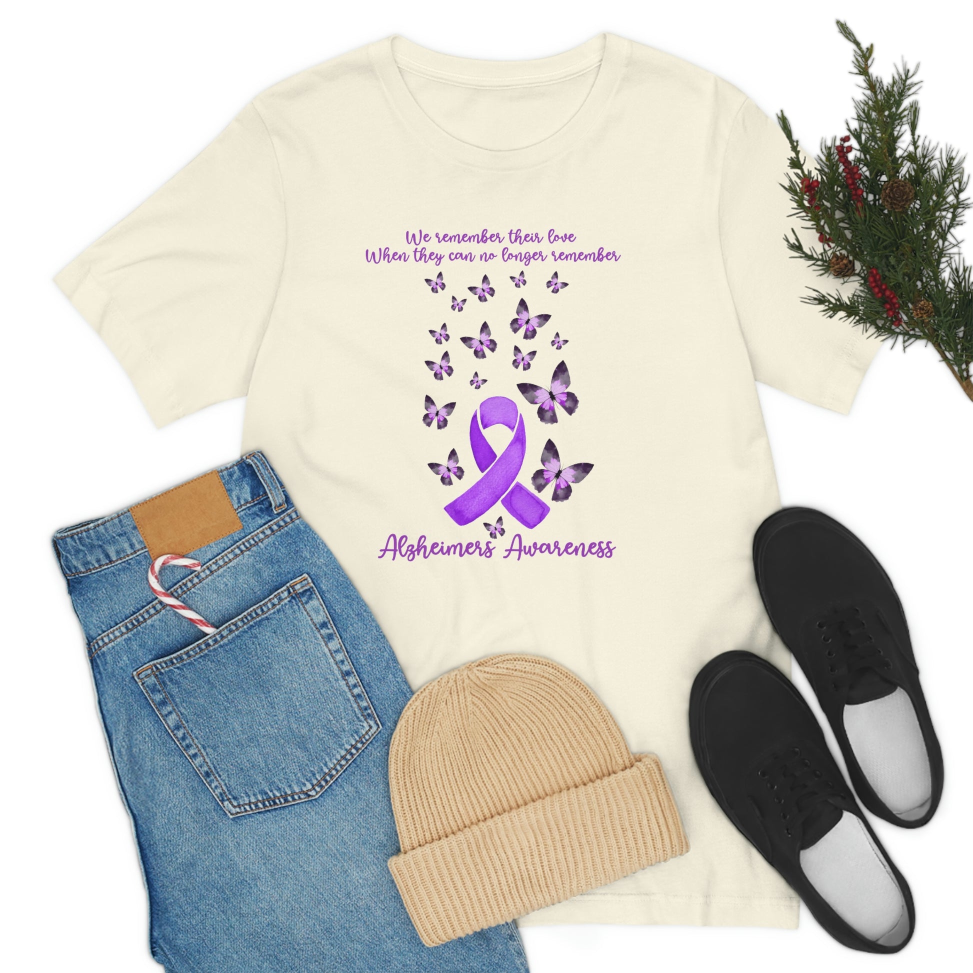 We Remember Their Love When They Can No Longer Remember Alzheimer's Awareness Print Unisex Jersey Short Sleeve Tee