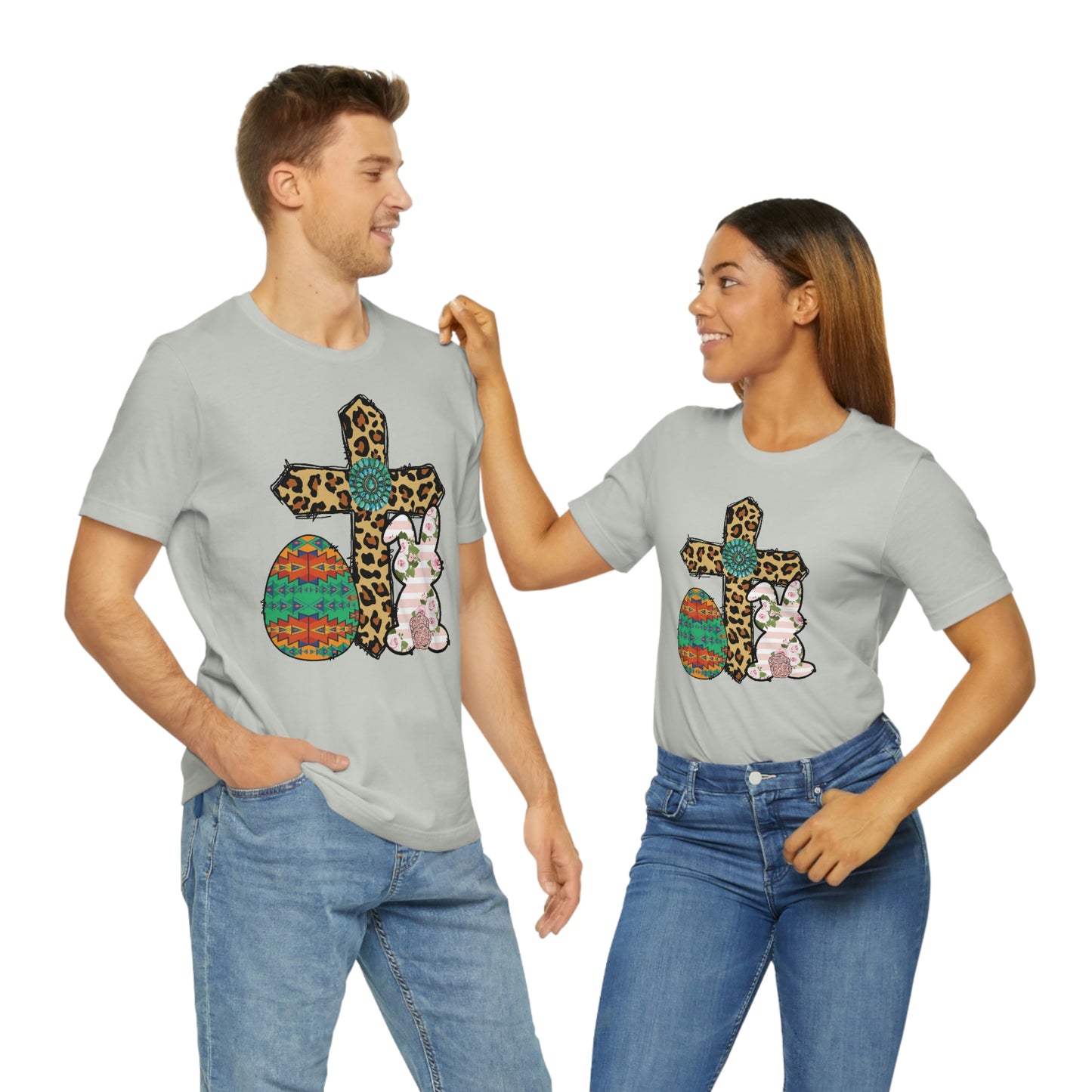 Cross Bunny Egg Easter Spring Print Unisex Jersey Short Sleeve Tee