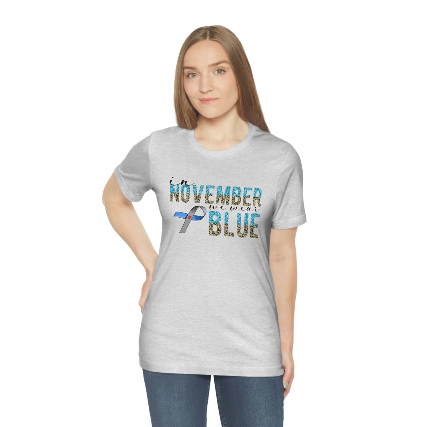 In November We Wear Blue Diabetes Awareness Print Unisex Jersey Short Sleeve Tee
