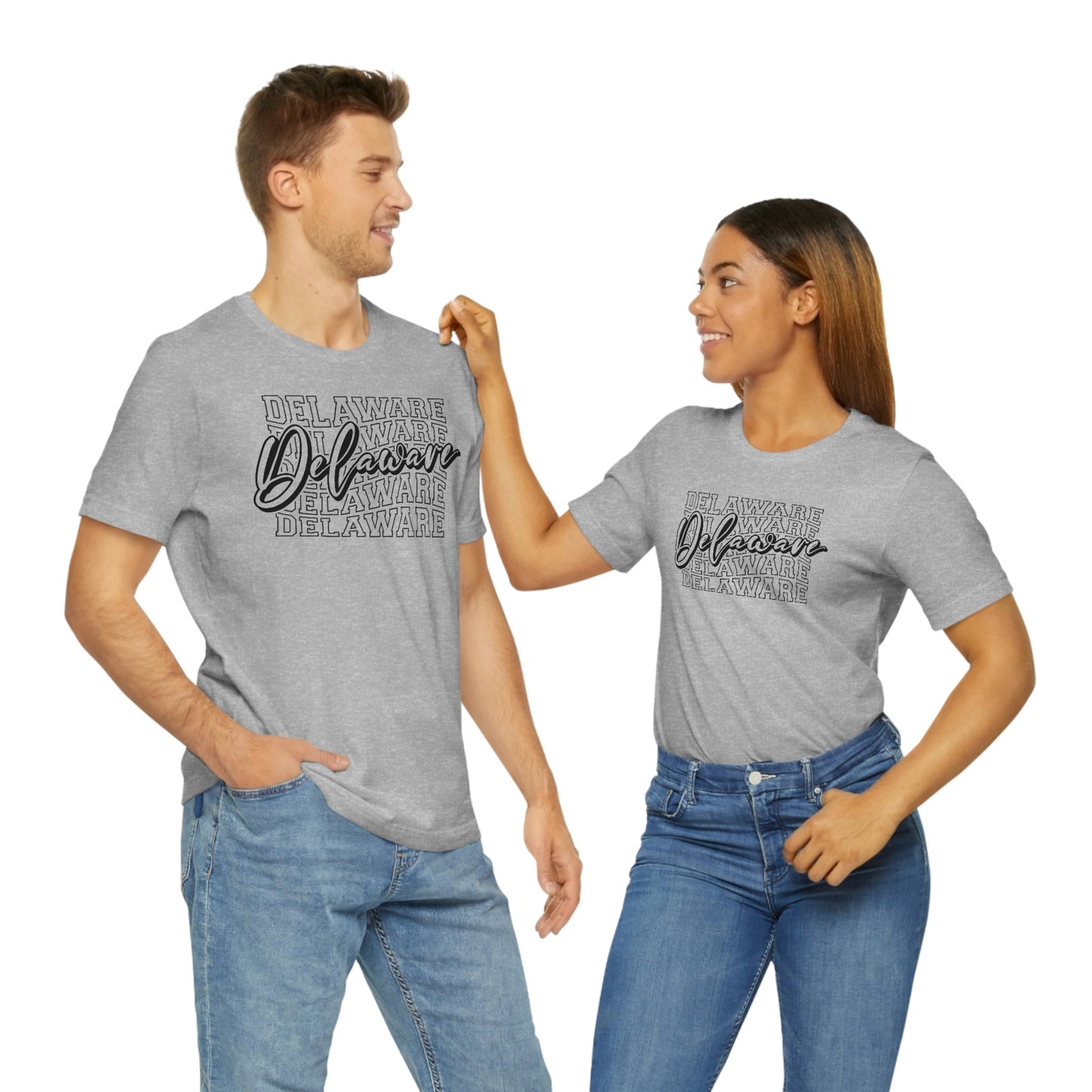 Delaware in Varsity Letters with Script Short Sleeve T-shirt