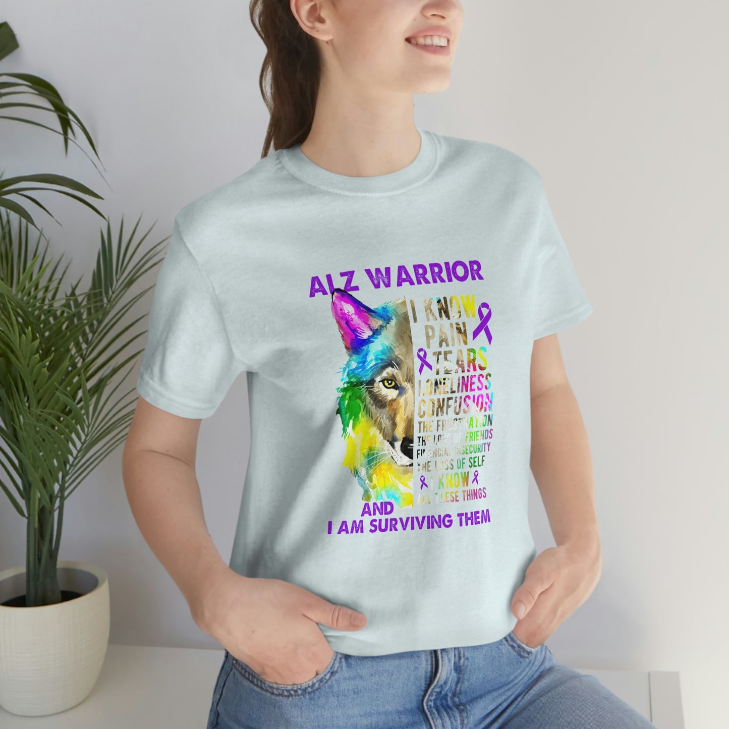 ALZ Warrior I Know Pain & Tears Alzheimer's Print Unisex Jersey Short Sleeve Tee