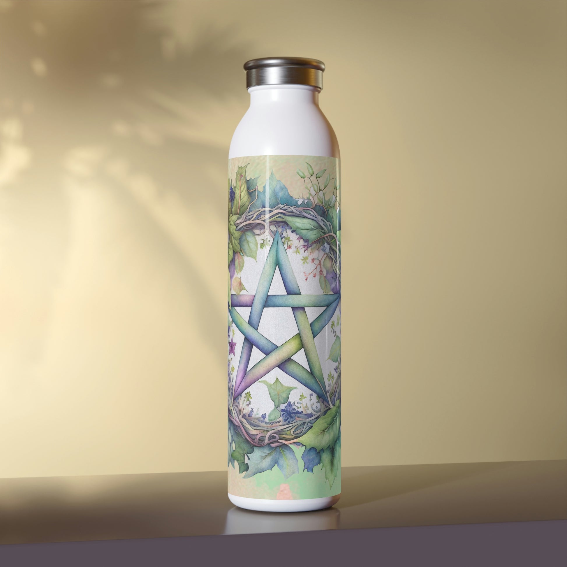 Spring Pentacle Watercolor Slim Water Bottle