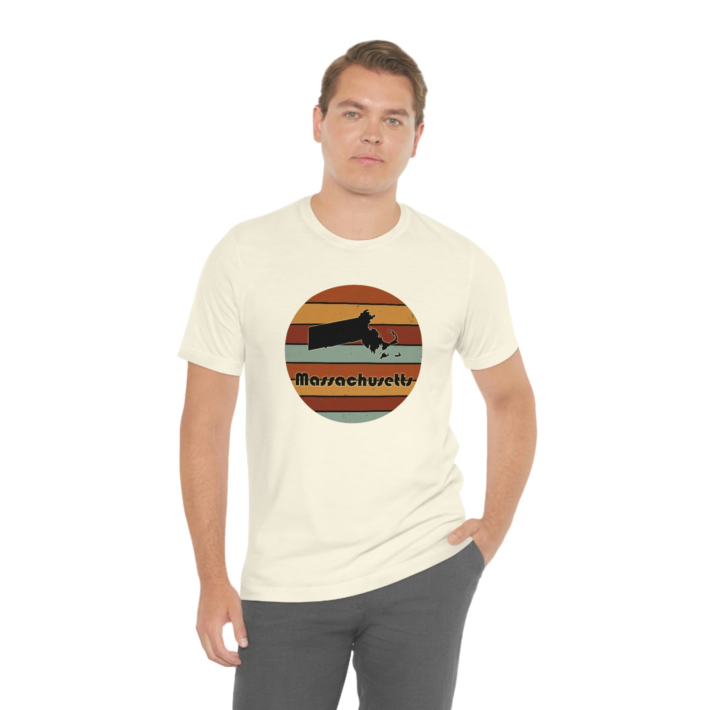 Massachusetts Retro Sunset Short Sleeve T-shirt