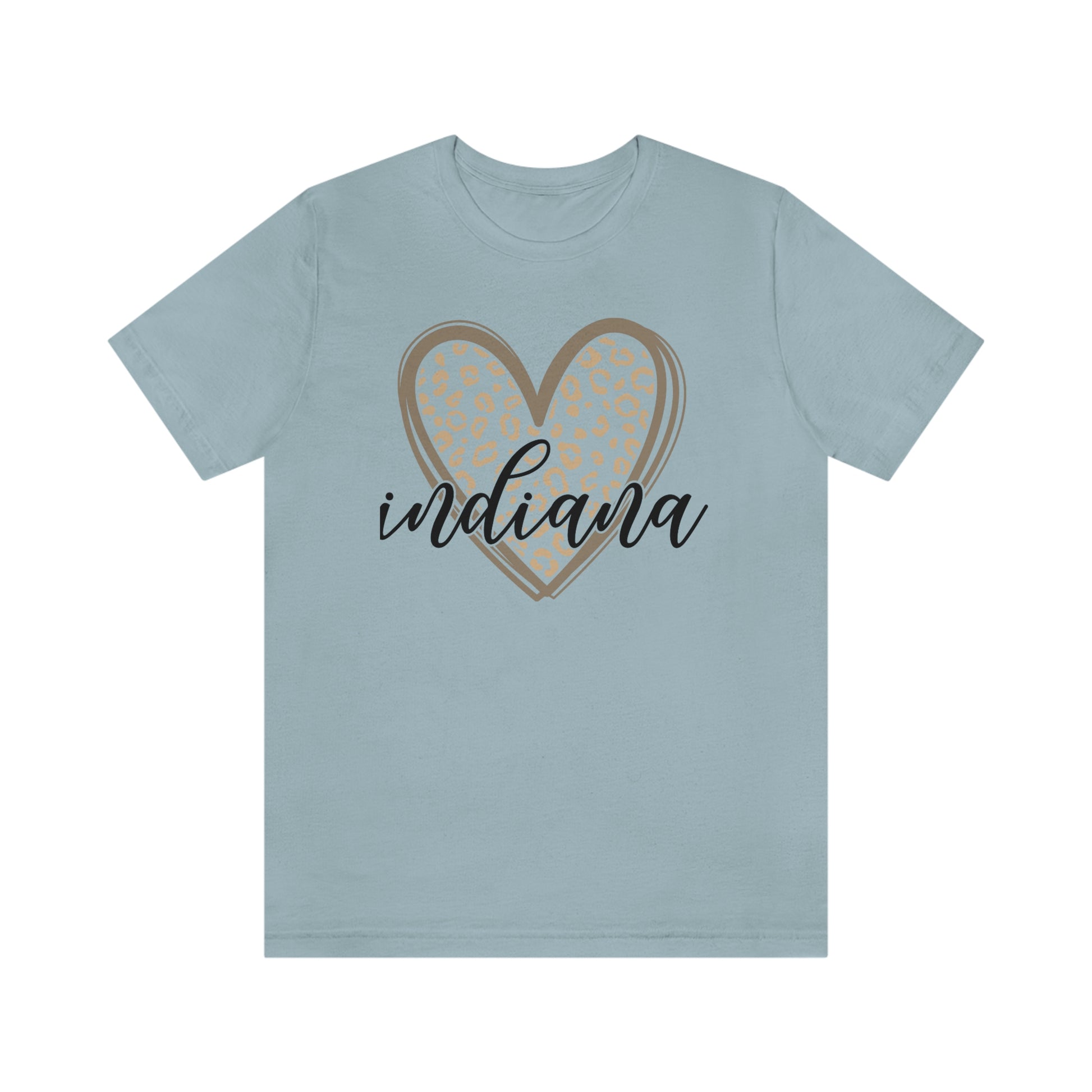 Indiana Gold Leopard Heart Black Script Short Sleeve T-shirt