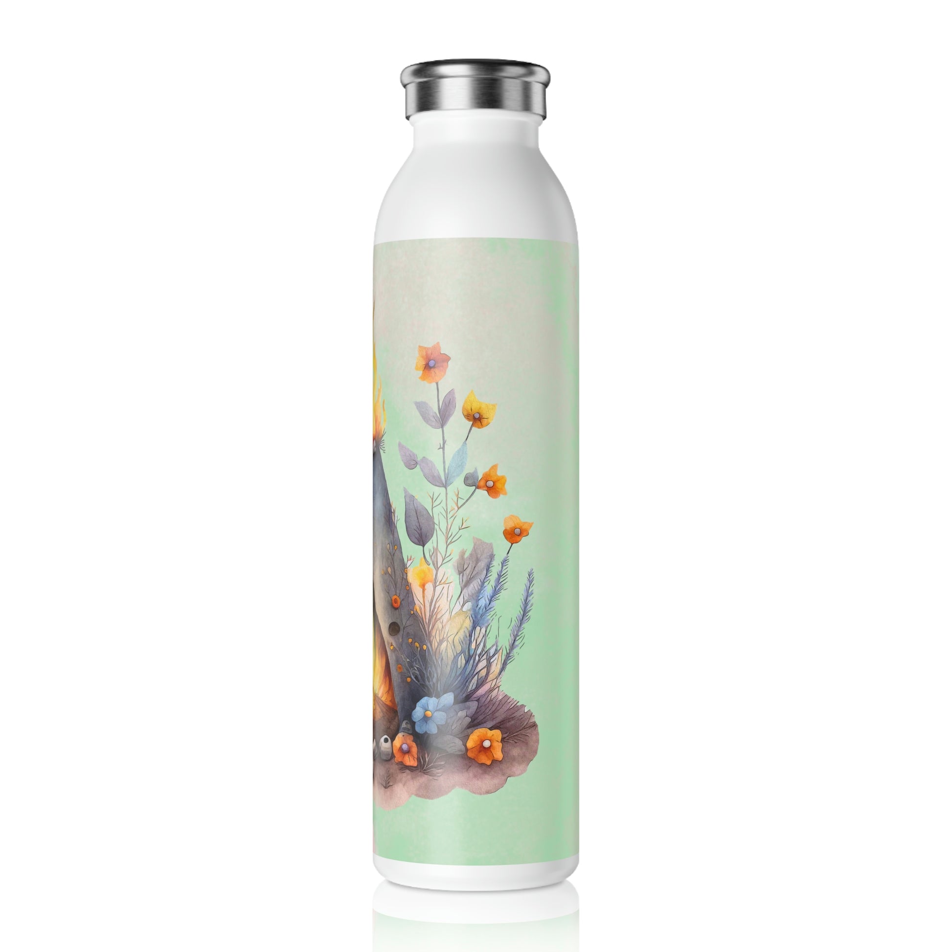 Beltane Fire Watercolor Slim Water Bottle