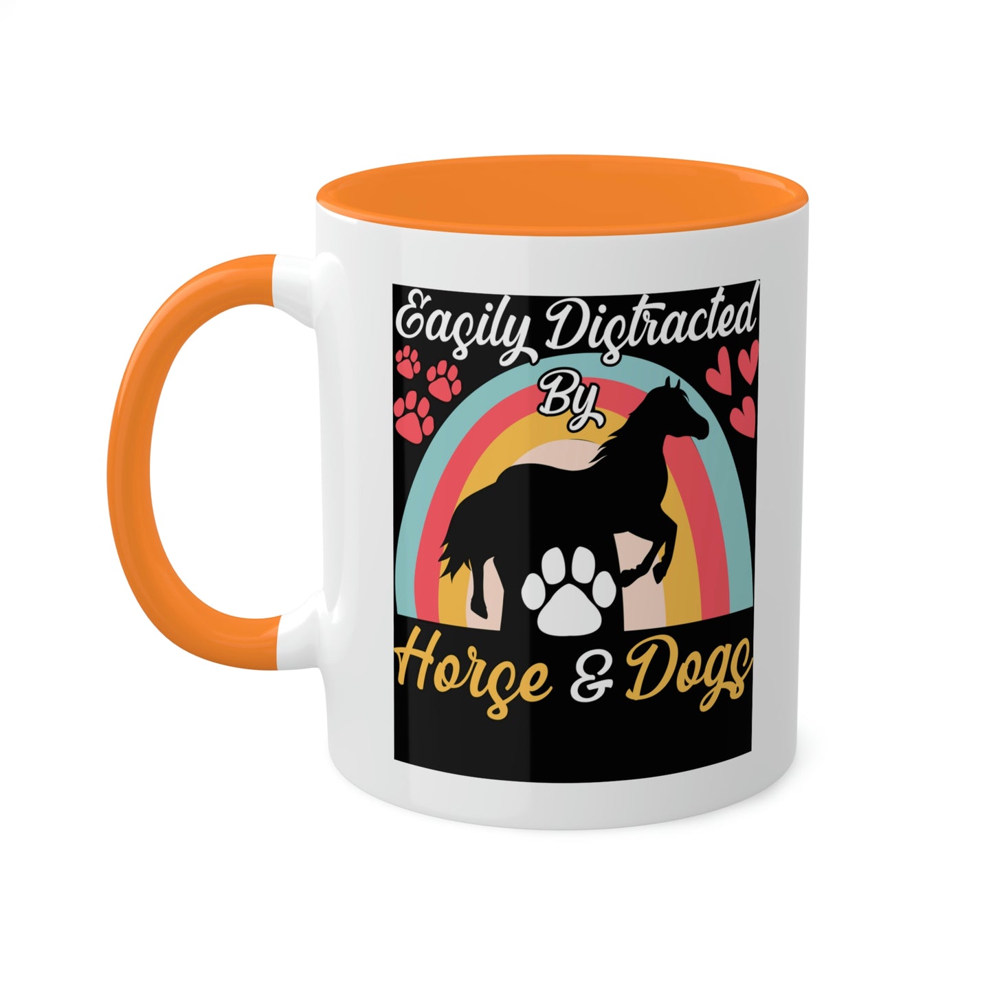 Easily Distracted by Horses and Dogs Accent Mug, 11oz