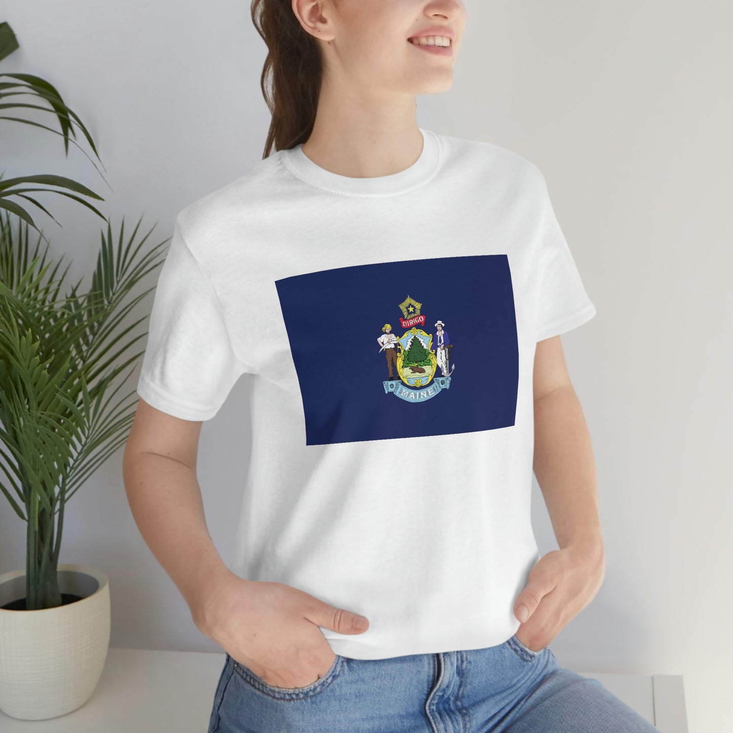 Maine Flag Unisex Jersey Short Sleeve Tee Tshirt T-shirt