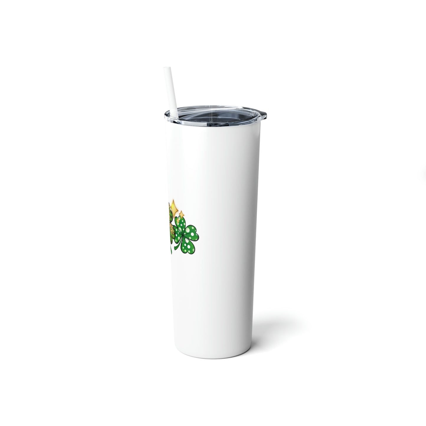 Triple Shamrock St. Patrick's Day Skinny Steel Tumbler with Straw, 20oz