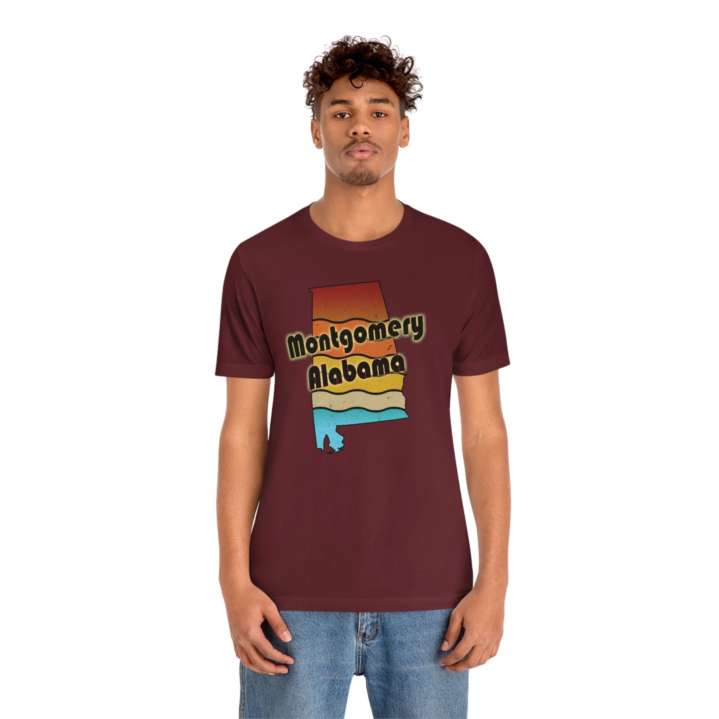 Montgomery Alabama Retro Sunset Unisex Jersey Short Sleeve T-shirt