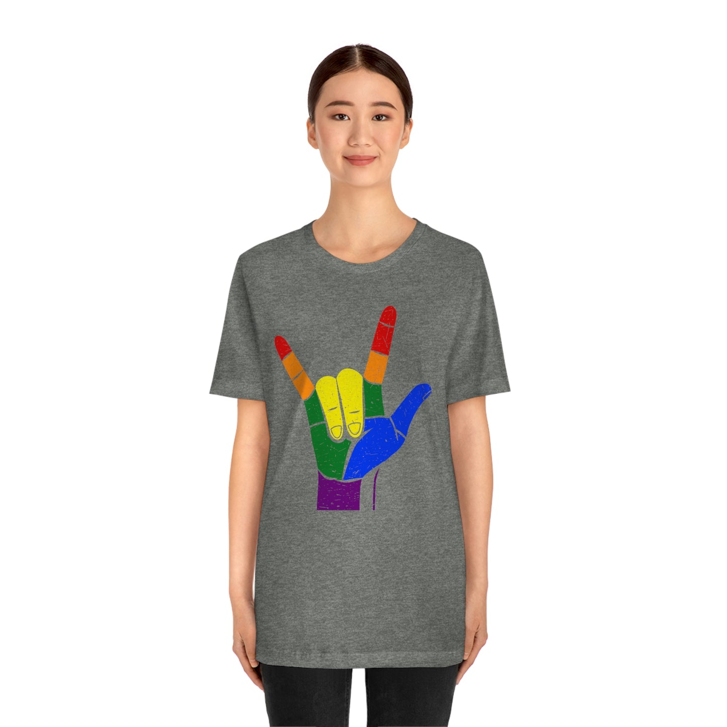 Hand Rainbow LGBTQIA Unisex Jersey Short Sleeve Tee