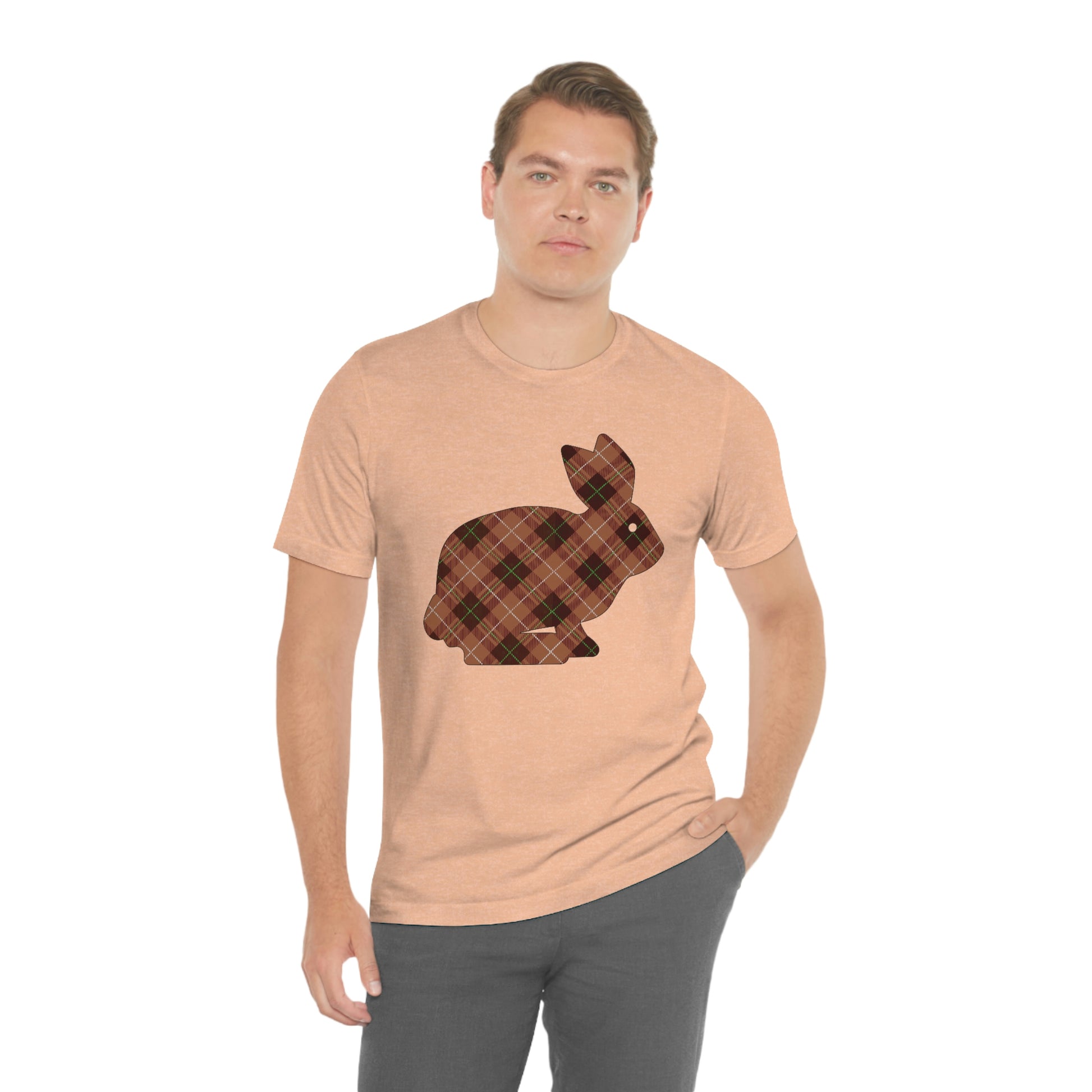 Brown Plaid Bunny Easter tshirt