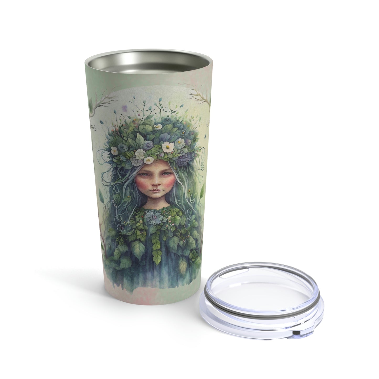 Girl Spring Flowers Watercolor Tumbler 20oz