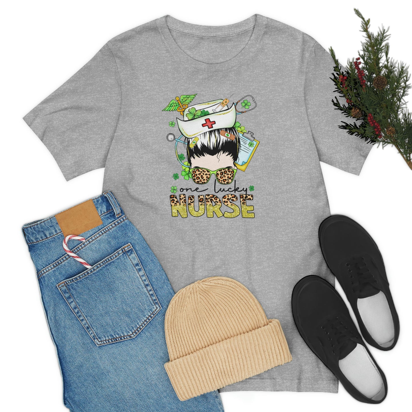 One Lucky Nurse Hat St. Patrick's Day Unisex Jersey Short Sleeve Tee