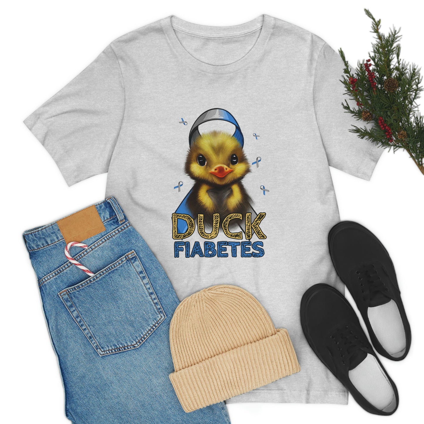 Duck Fiabetes Diabetes Awareness Print Unisex Jersey Short Sleeve Tee