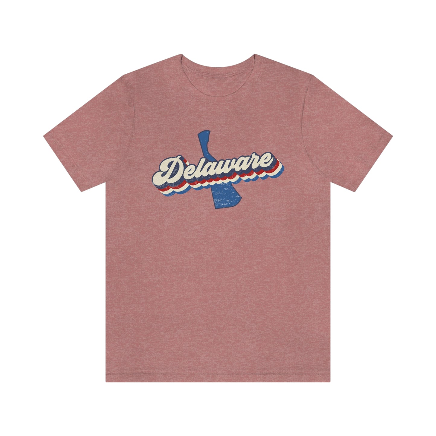 Delaware Script Red White Blue on Blue Delaware Short Sleeve T-shirt