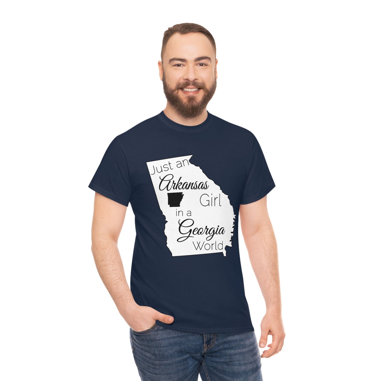 Just an Arkansas Girl in a Georgia World Unisex Heavy Cotton Tee