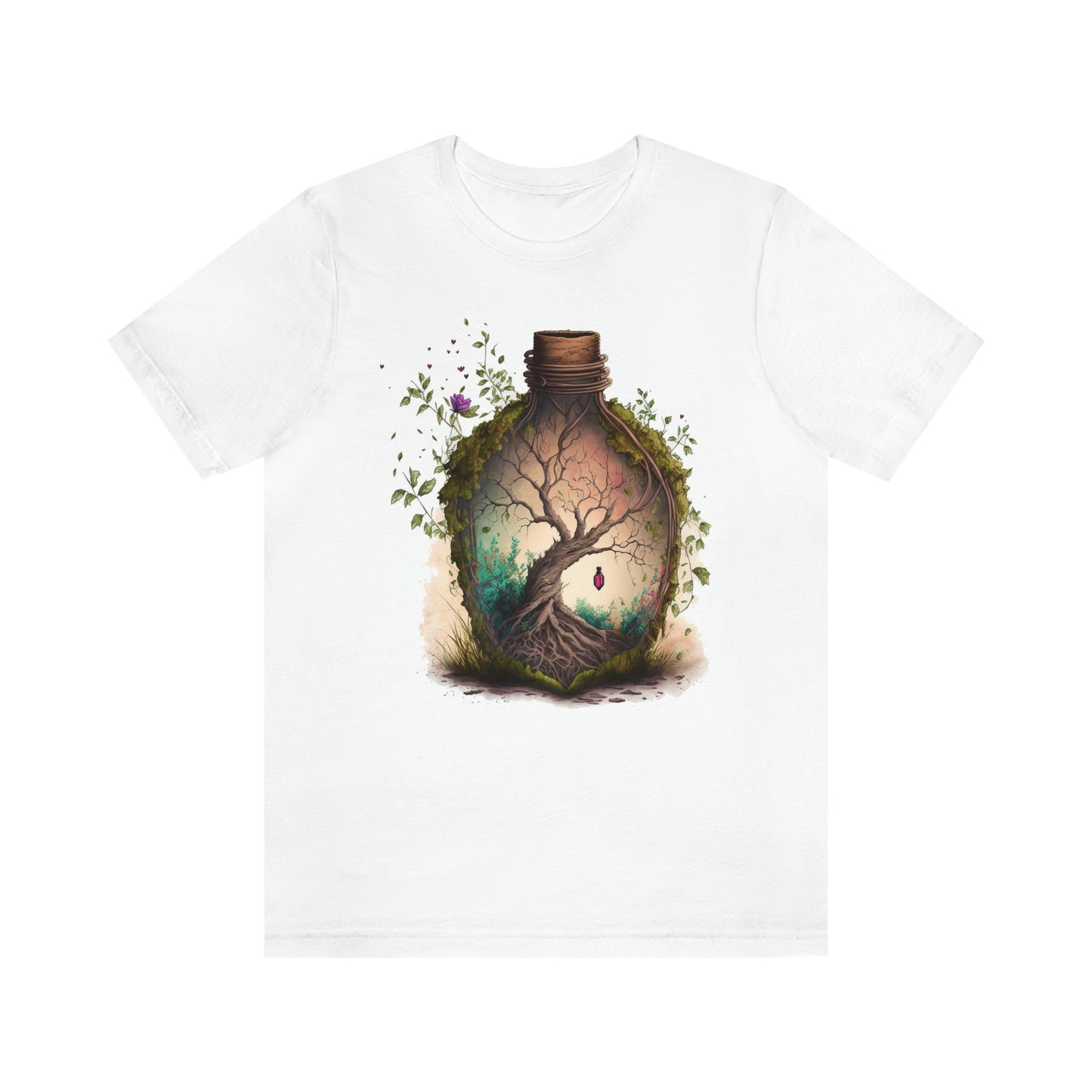 Vintage Bottle Floral Unisex Jersey Short Sleeve Tee