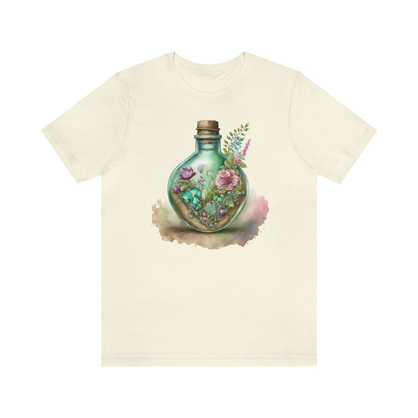 Vintage Bottle Floral Unisex Jersey Short Sleeve Tee