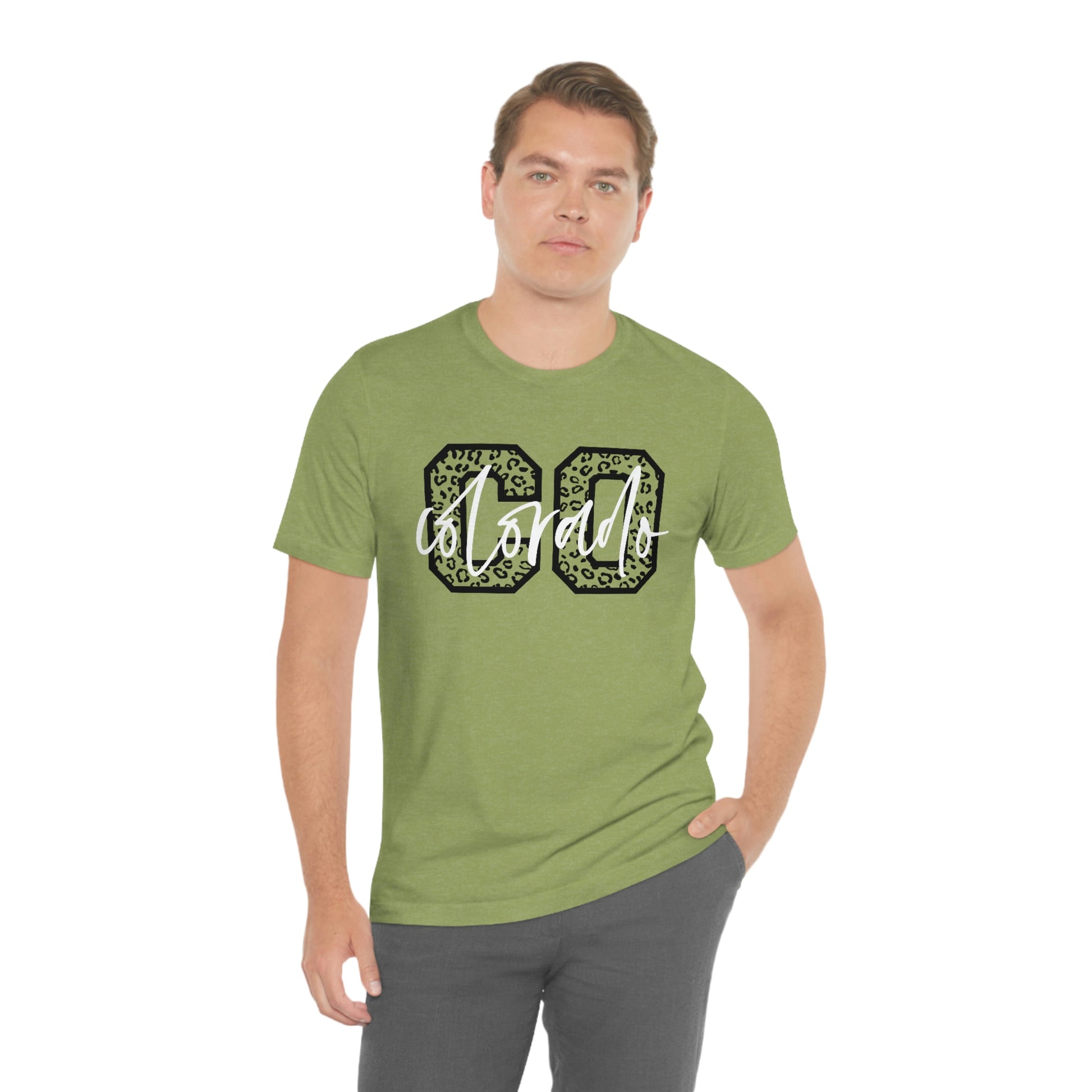 Colorado Leopard Print Script Unisex Jersey Short Sleeve Tee Tshirt T-shirt