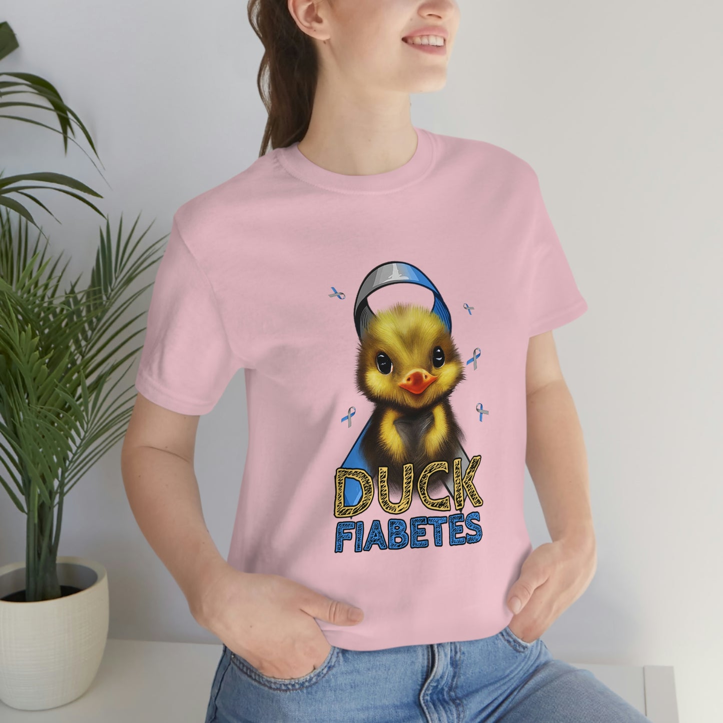 Duck Fiabetes Diabetes Awareness Print Unisex Jersey Short Sleeve Tee