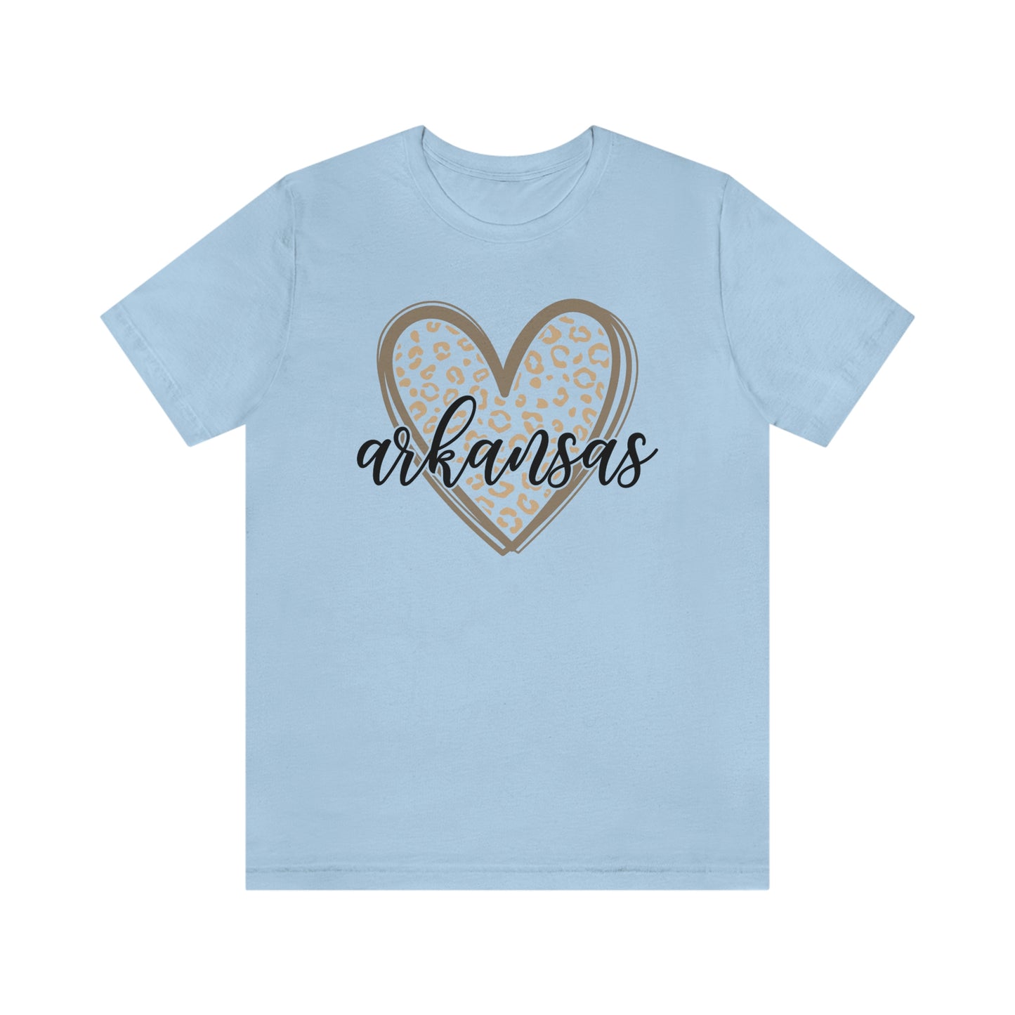 Arkansas Heart Leopard Print US Flag Unisex Jersey Short Sleeve Tee Tshirt T-shirt