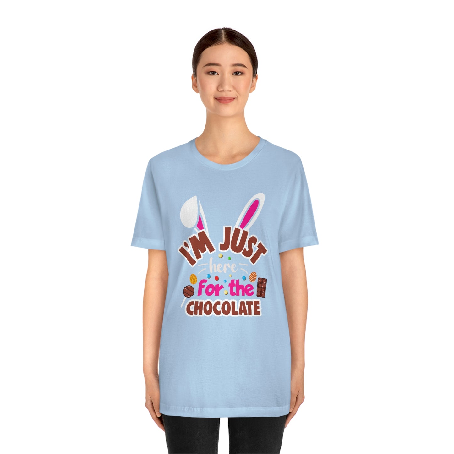 I'm Just Here for the Chocolate Unisex Jersey Short Sleeve Tee