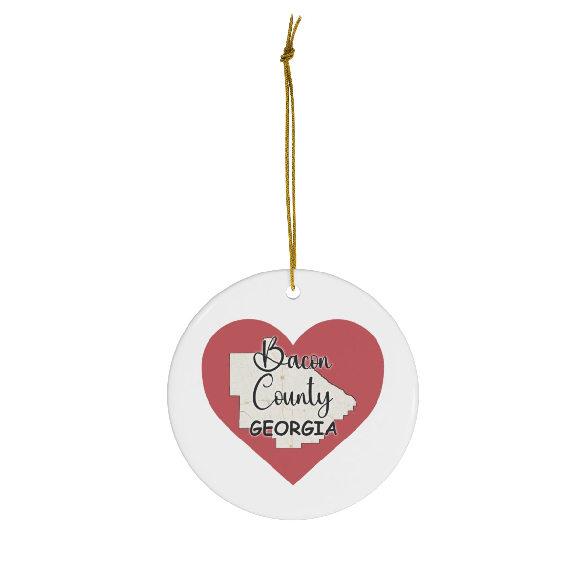 Bacon County Georgia Ceramic Ornament, 1-Pack