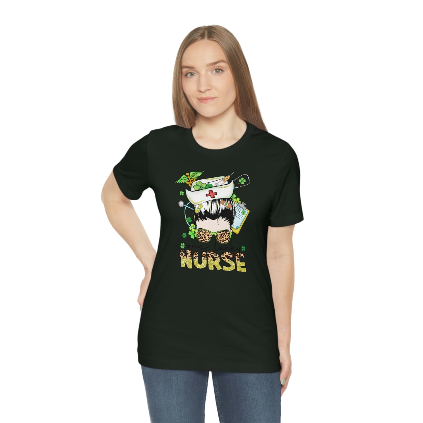 One Lucky Nurse Hat St. Patrick's Day Unisex Jersey Short Sleeve Tee