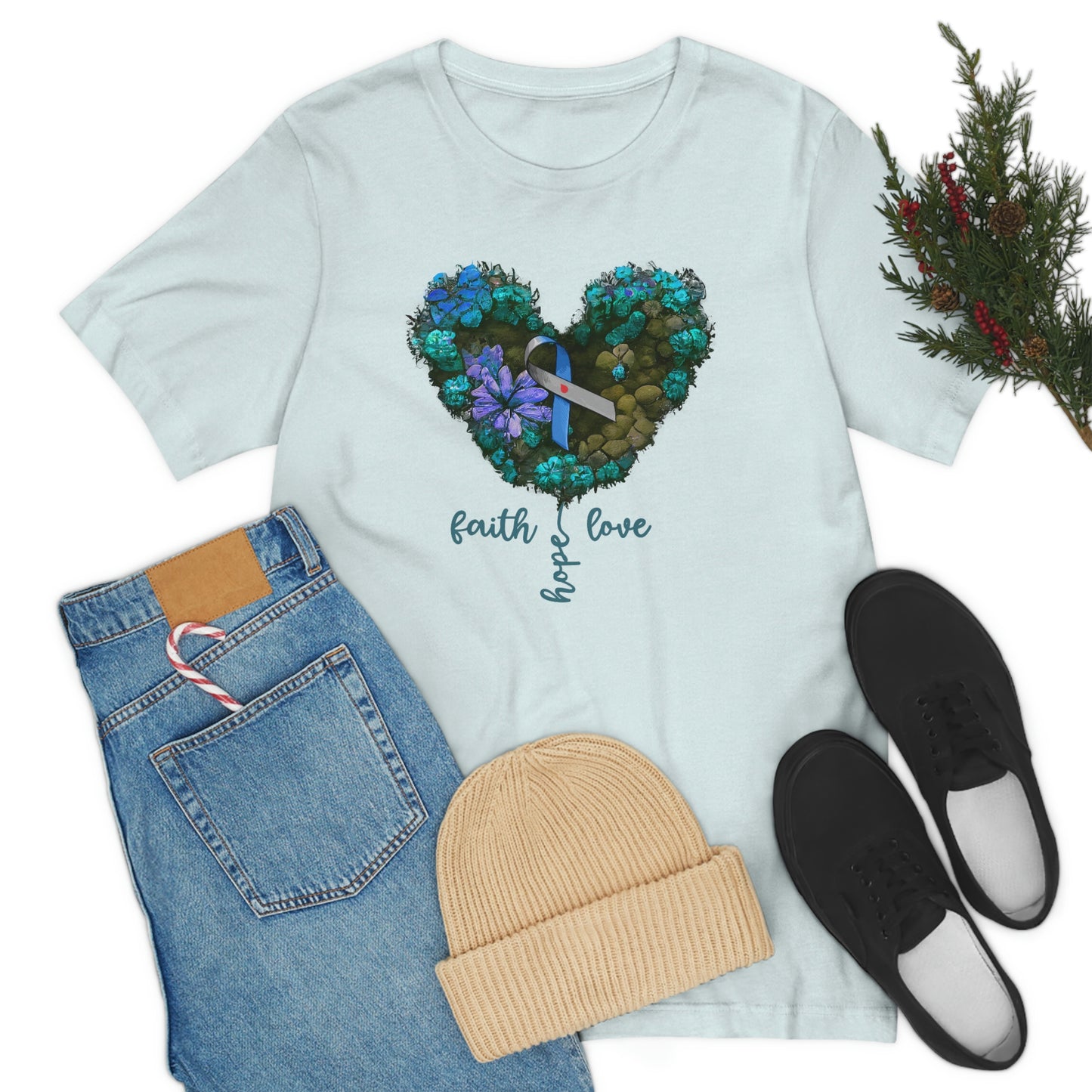 Faith Hope Love Diabetes Awareness Print Unisex Jersey Short Sleeve Tee