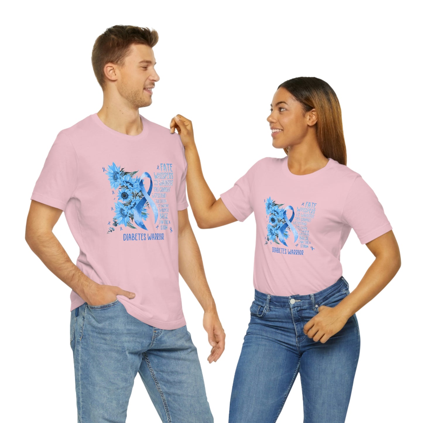 Fate Whispers to the Warrior Diabetes Awareness Print Unisex Jersey Short Sleeve Tee