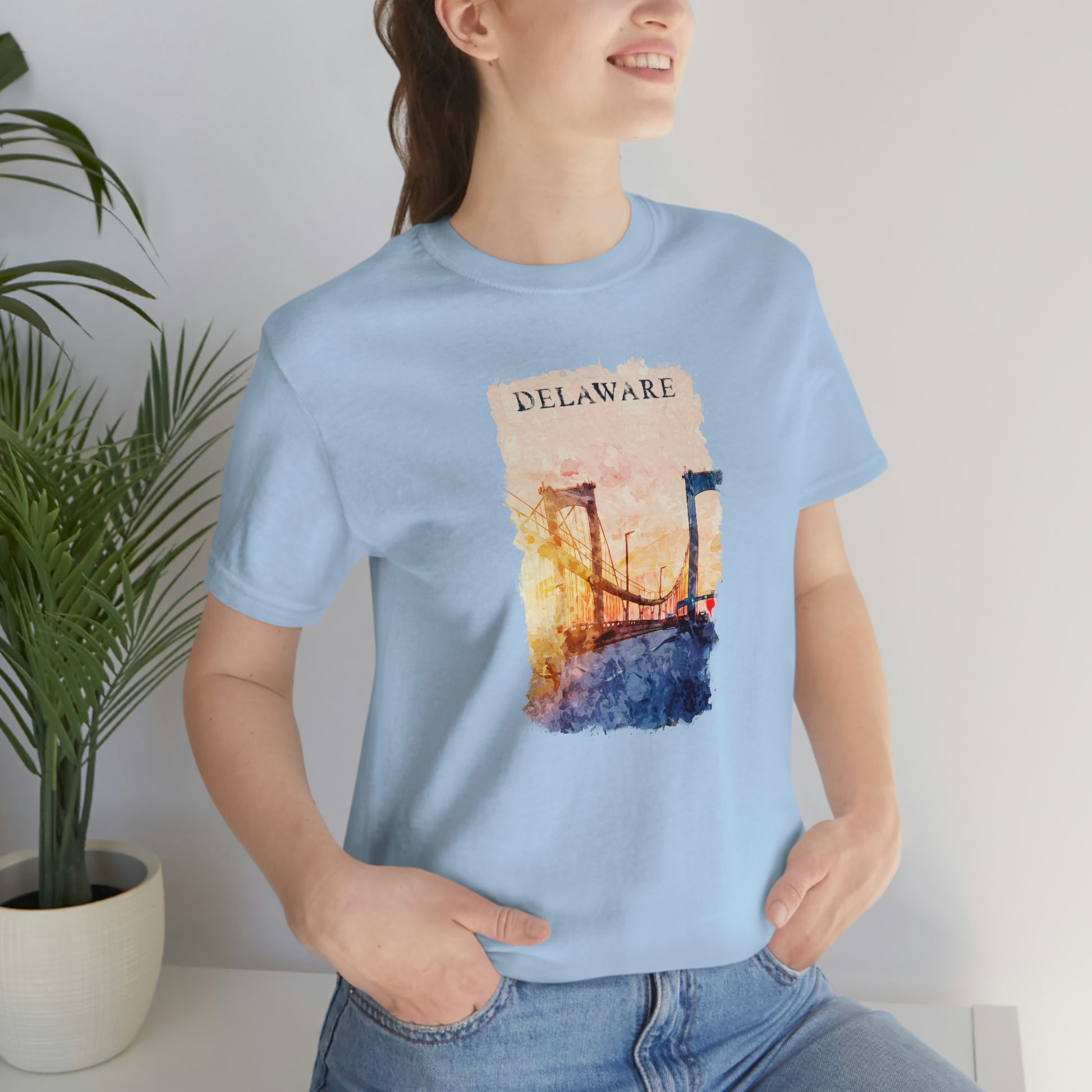 Delaware Memorial Bridge Watercolor Short Sleeve  T-shirt