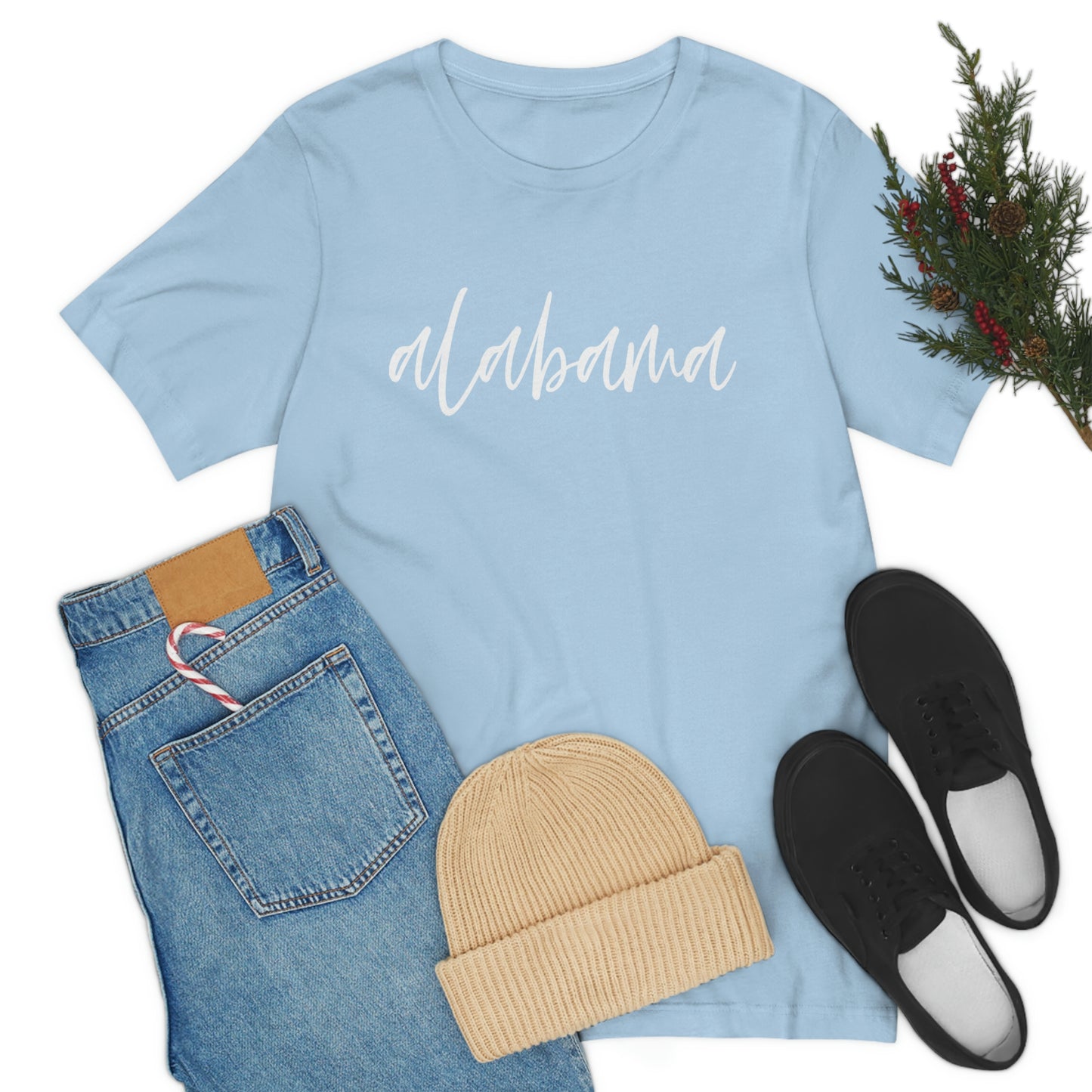 Alabama in White Script Unisex Jersey Short Sleeve T-shirt