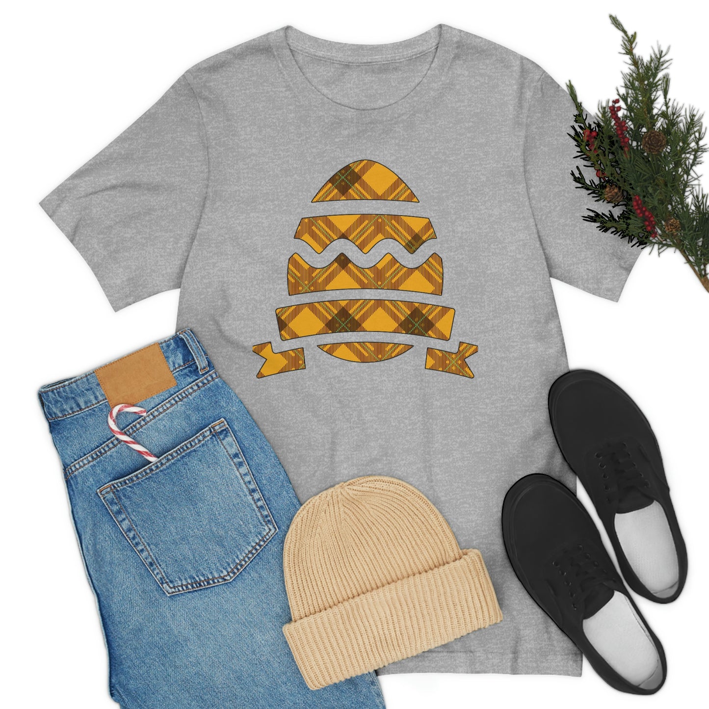 Plaid Egg Easter Spring Unisex Jersey Short Sleeve Tee