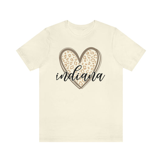 Indiana Gold Leopard Heart Black Script Short Sleeve T-shirt