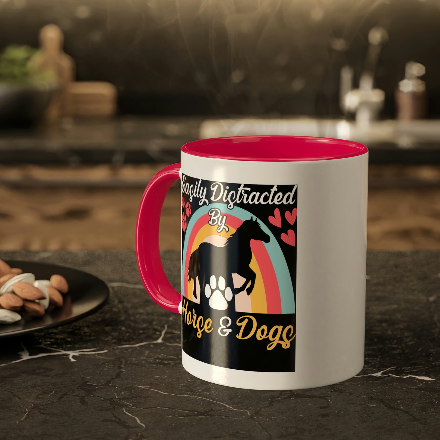 Easily Distracted by Horses and Dogs Accent Mug, 11oz