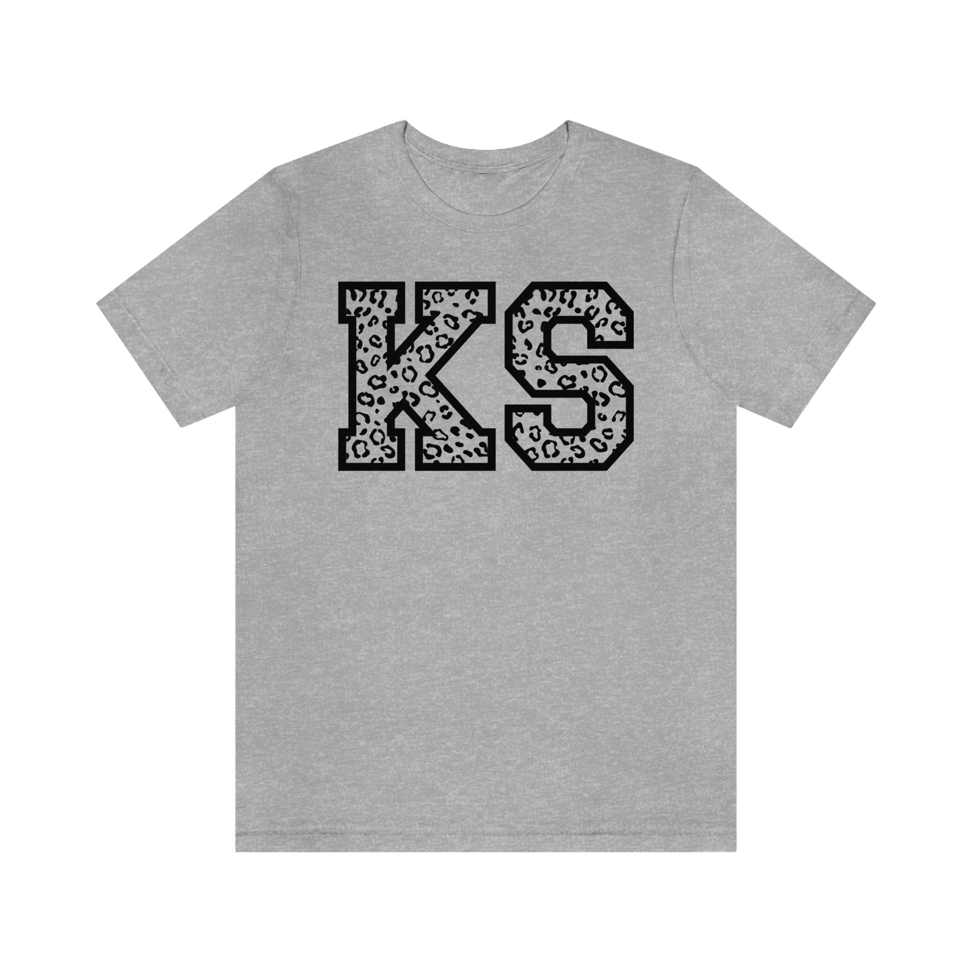 Kansas KS Leopard Print Letters Short Sleeve T-shirt