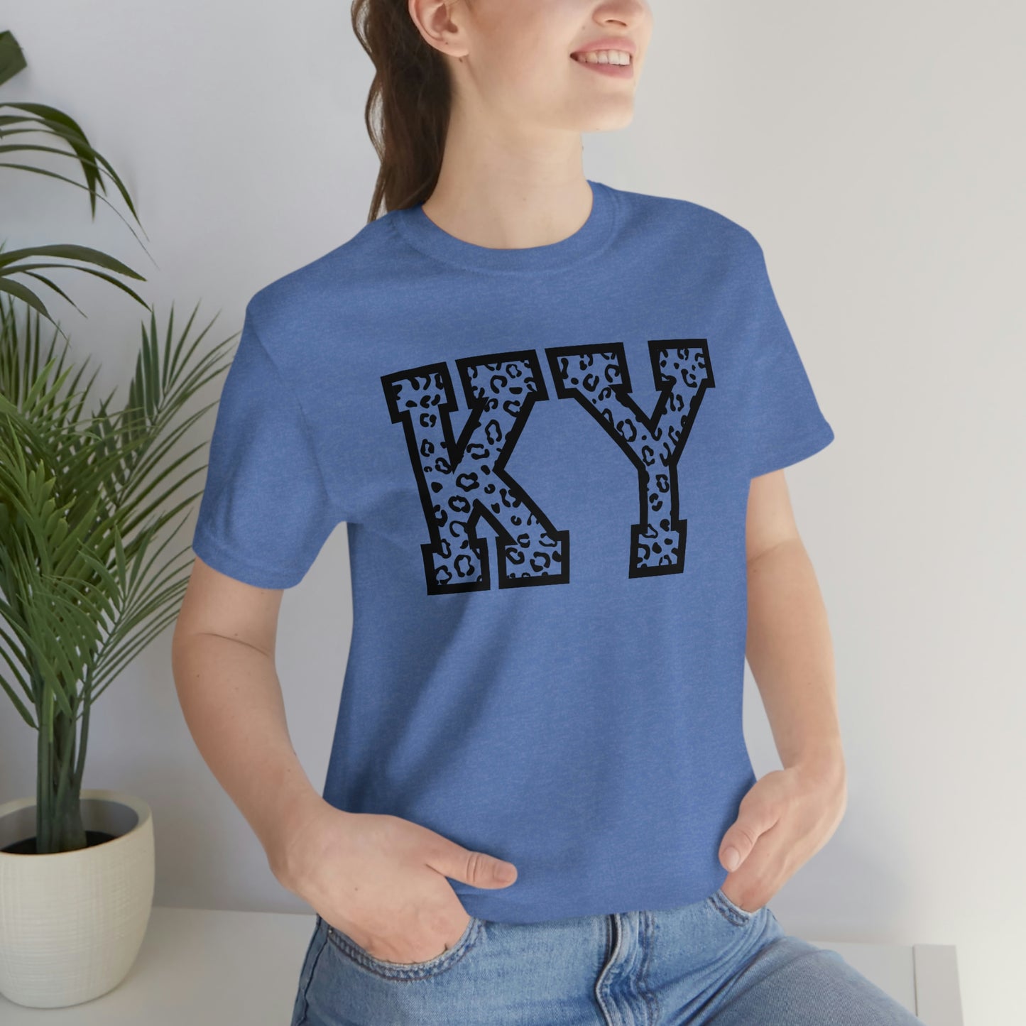 Kentucky KY Leopard Print Letters Short Sleeve T-shirt