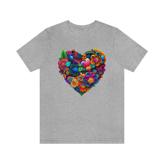 Bright Floral Heart Unisex Jersey Short Sleeve Tee
