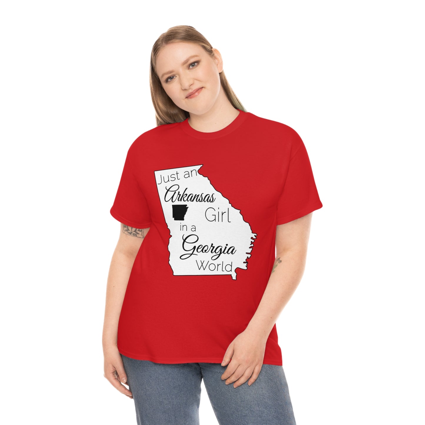 Just an Arkansas Girl in a Georgia World Unisex Heavy Cotton Tee