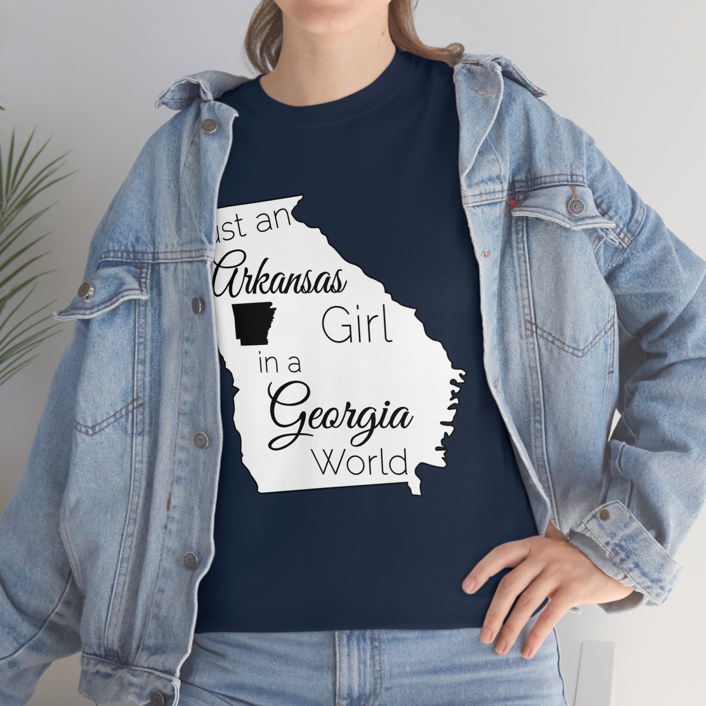 Just an Arkansas Girl in a Georgia World Unisex Heavy Cotton Tee