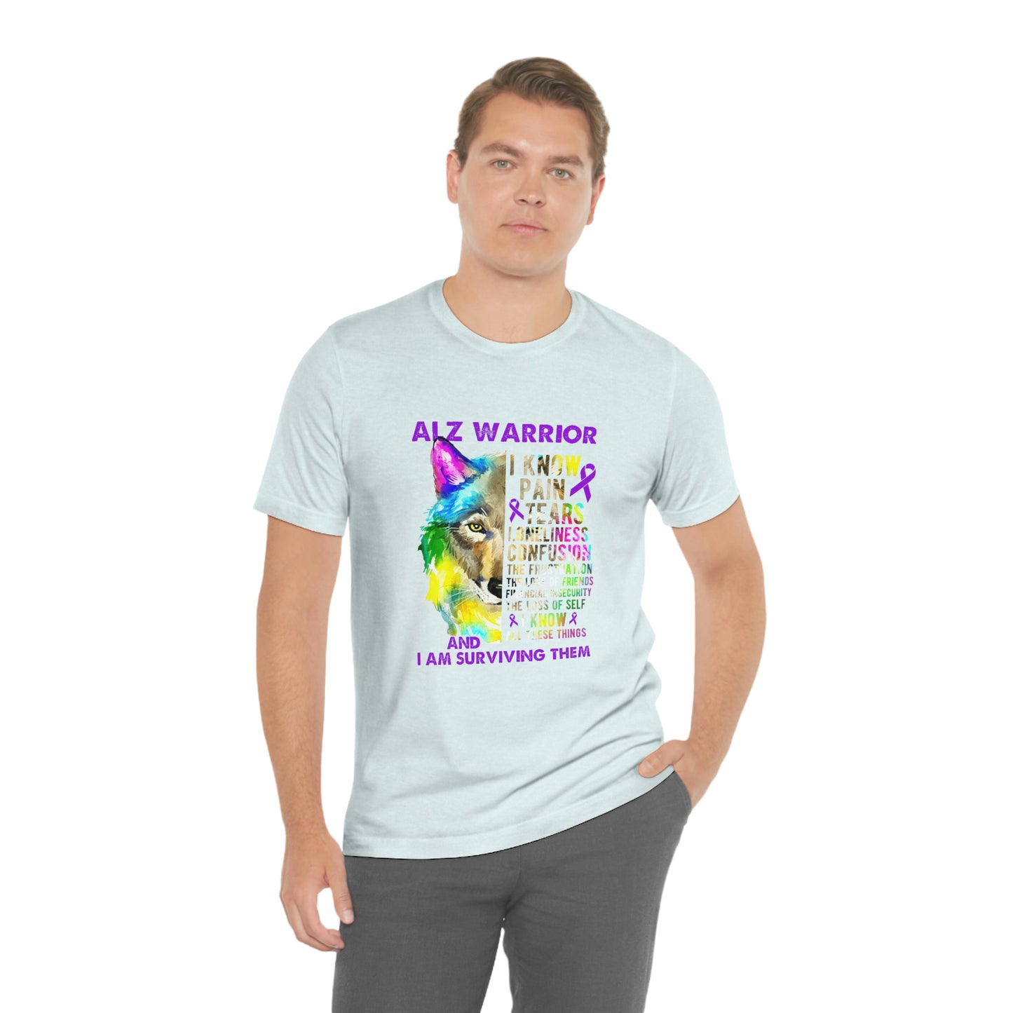 ALZ Warrior I Know Pain & Tears Alzheimer's Print Unisex Jersey Short Sleeve Tee