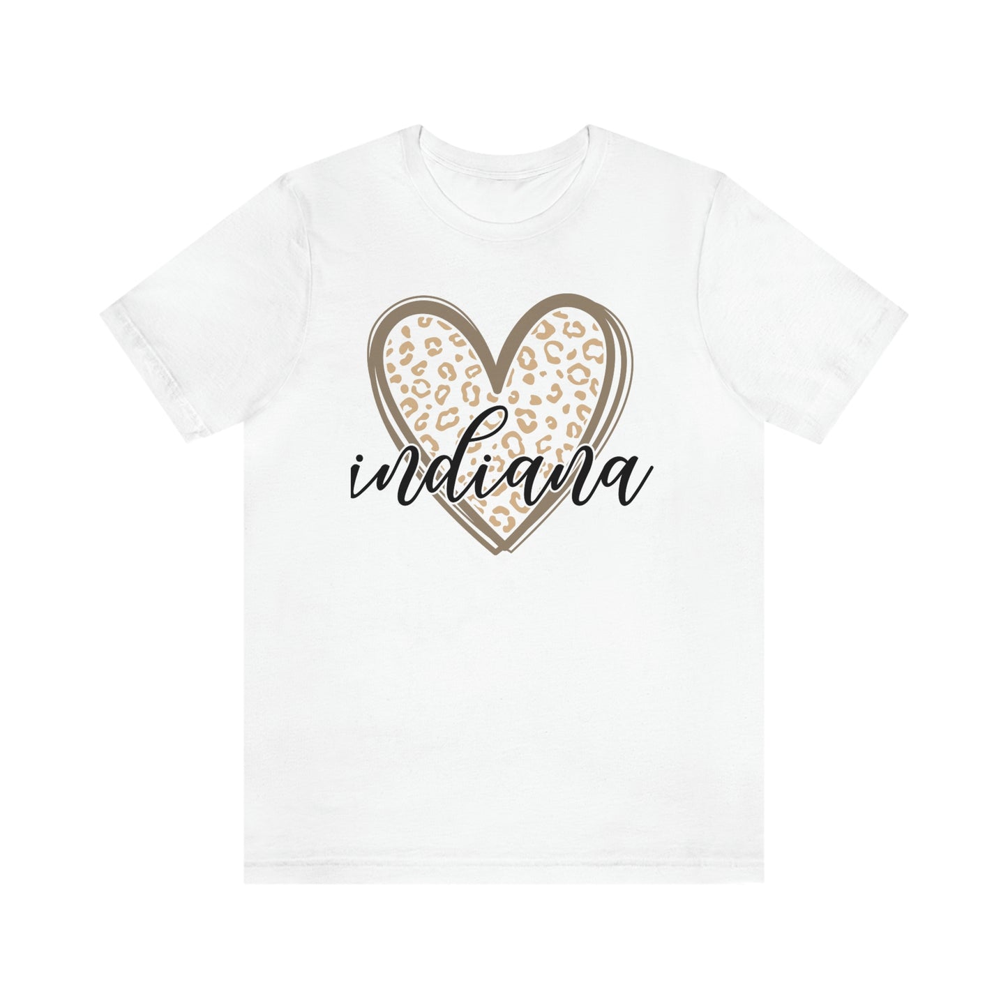 Indiana Gold Leopard Heart Black Script Short Sleeve T-shirt