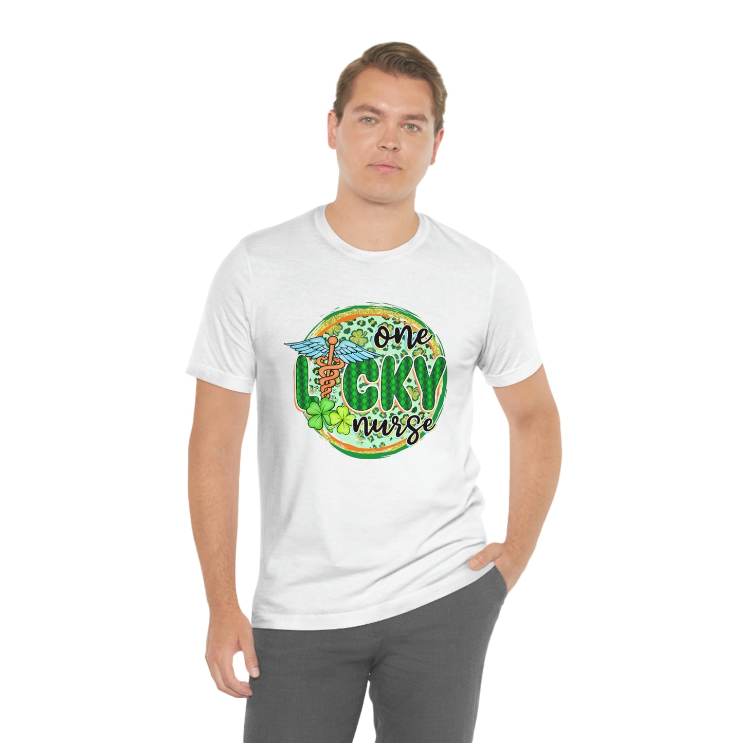 One Lucky Nurse Caduceus St. Patrick's Day Unisex Jersey Short Sleeve Tee
