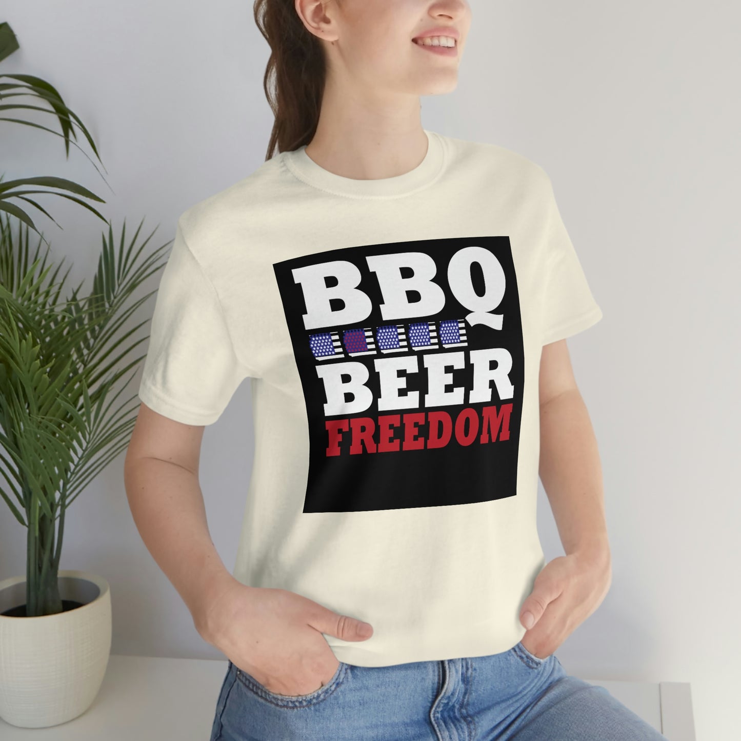 BBQ Beer Freedom Unisex Jersey Short Sleeve Tee