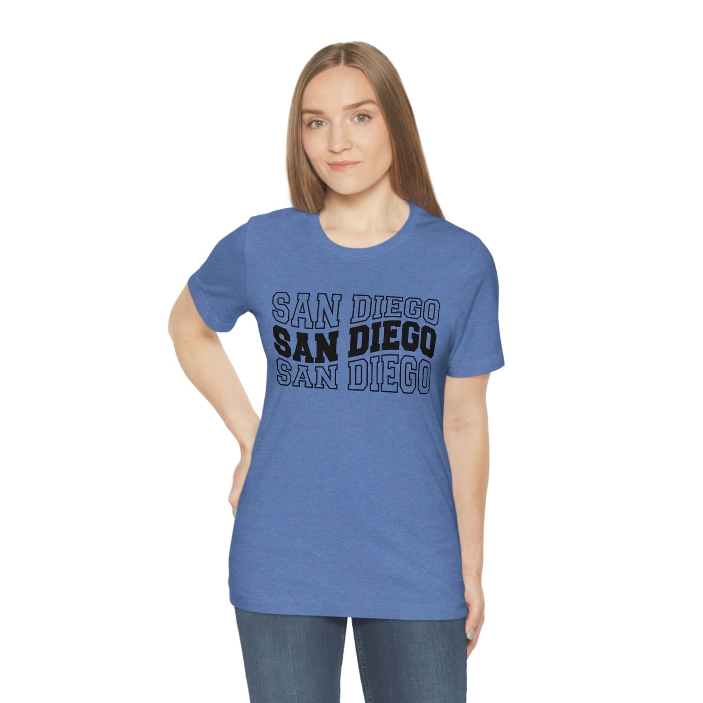 San Diego California Varsity Letters Wavy Unisex Jersey Short Sleeve Tee Tshirt T-shirt