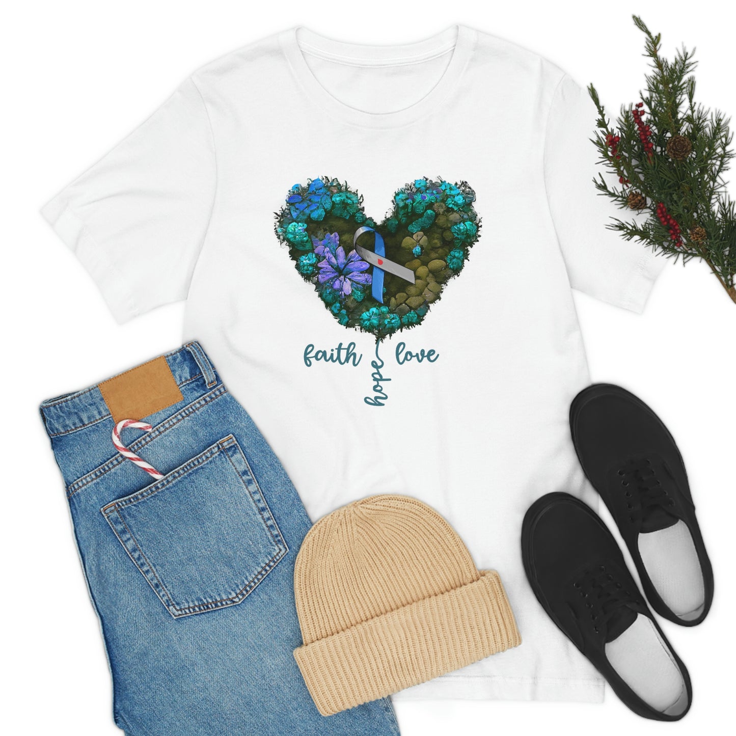 Faith Hope Love Diabetes Awareness Print Unisex Jersey Short Sleeve Tee