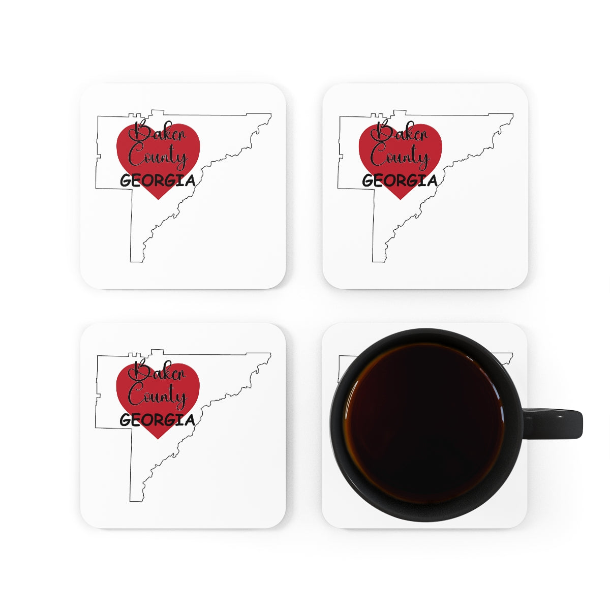Baker County Georgia Corkwood Coaster Set