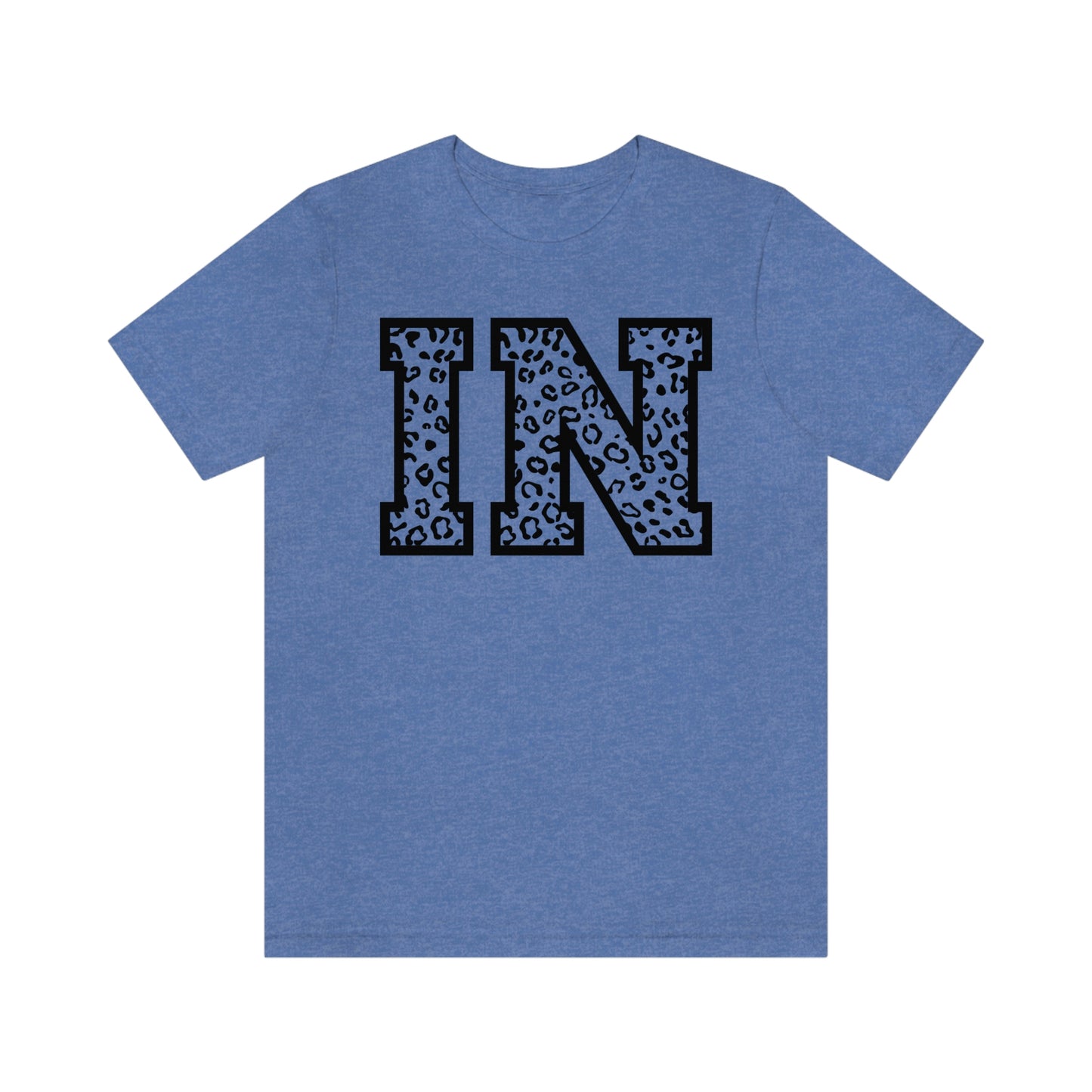 Indiana IN Leopard Print Letters Short Sleeve T-shirt