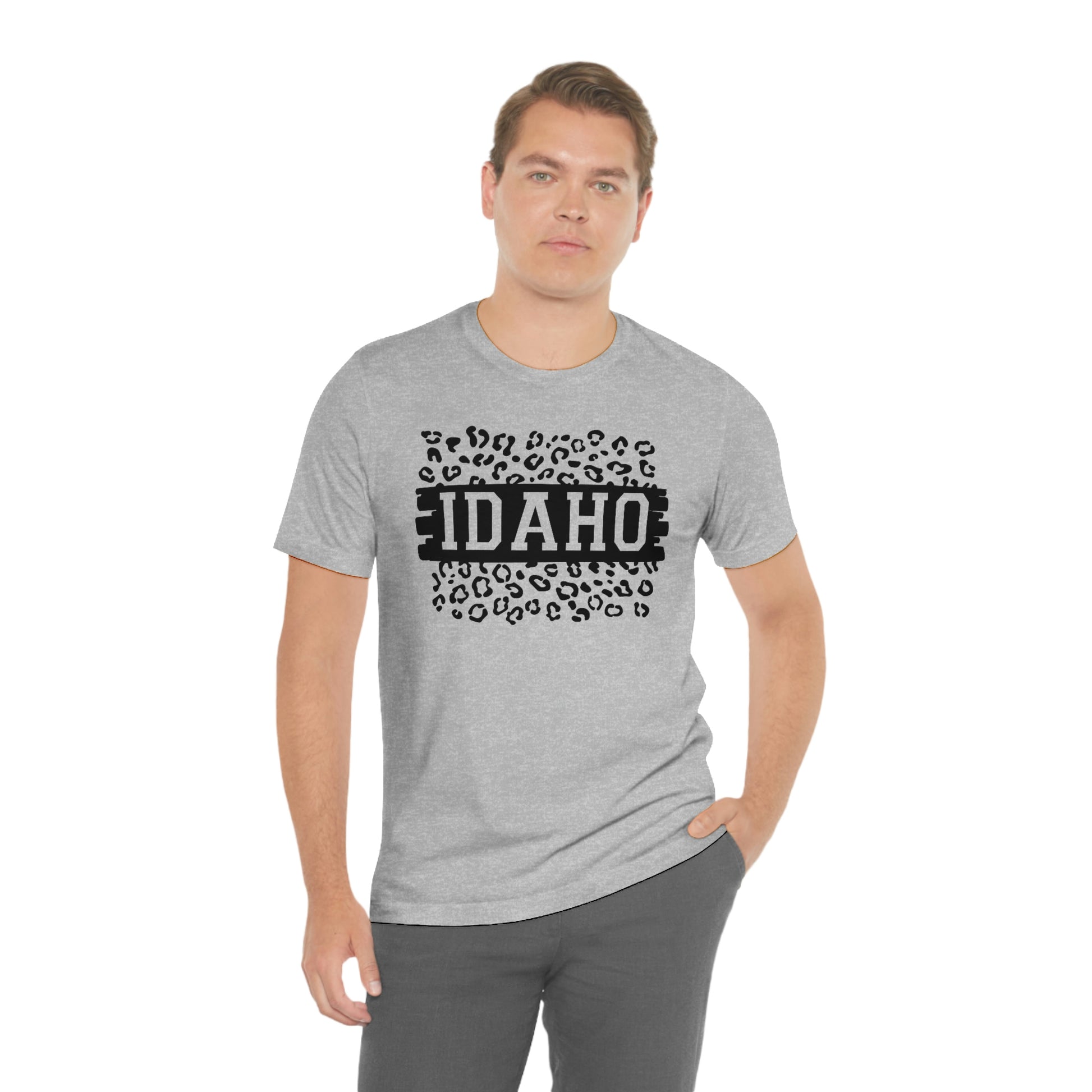 Idaho Leopard Print Background Short Sleeve T-shirt