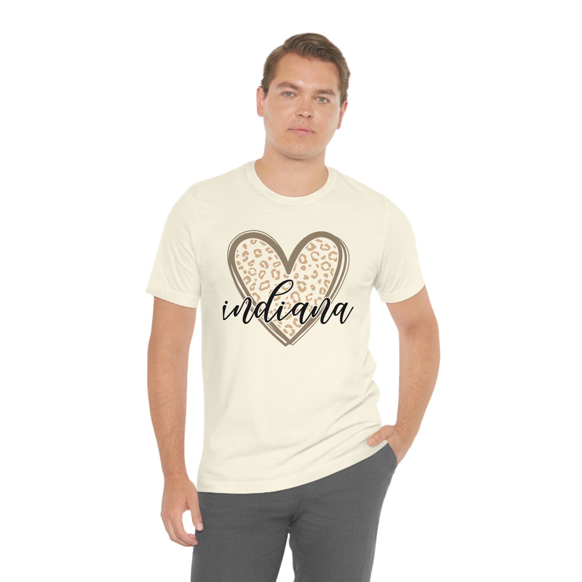 Indiana Gold Leopard Heart Black Script Short Sleeve T-shirt